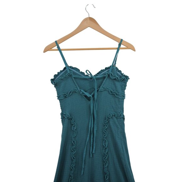 Free People Midi Blue Ruffle Detail Dress w/ Detachable Straps - Picture 4 of 8